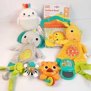 Bright Starts Toy Lot Book Loveys & Take Along Musical Carrier Activity Toy Bar